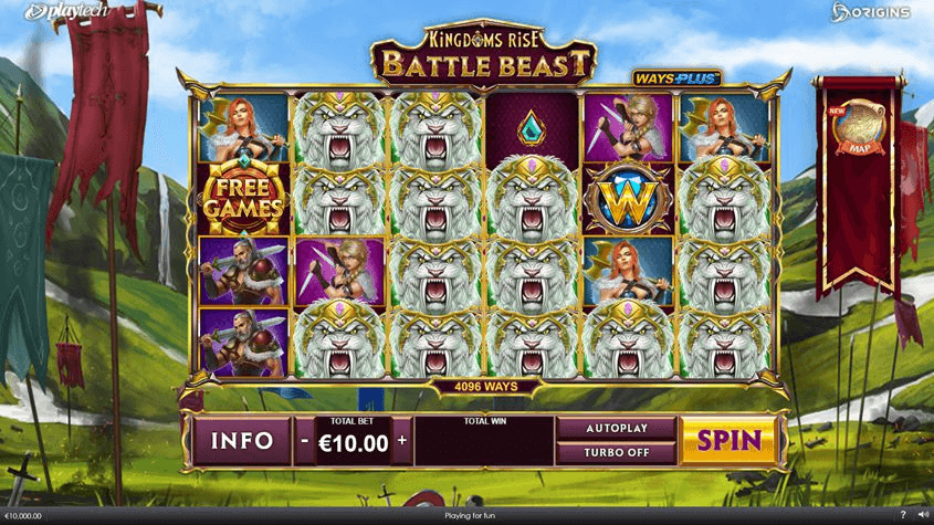 Kingdoms Rise Battle Beast สล็อตค่าย PLAYTECH SLOT SLOTXO