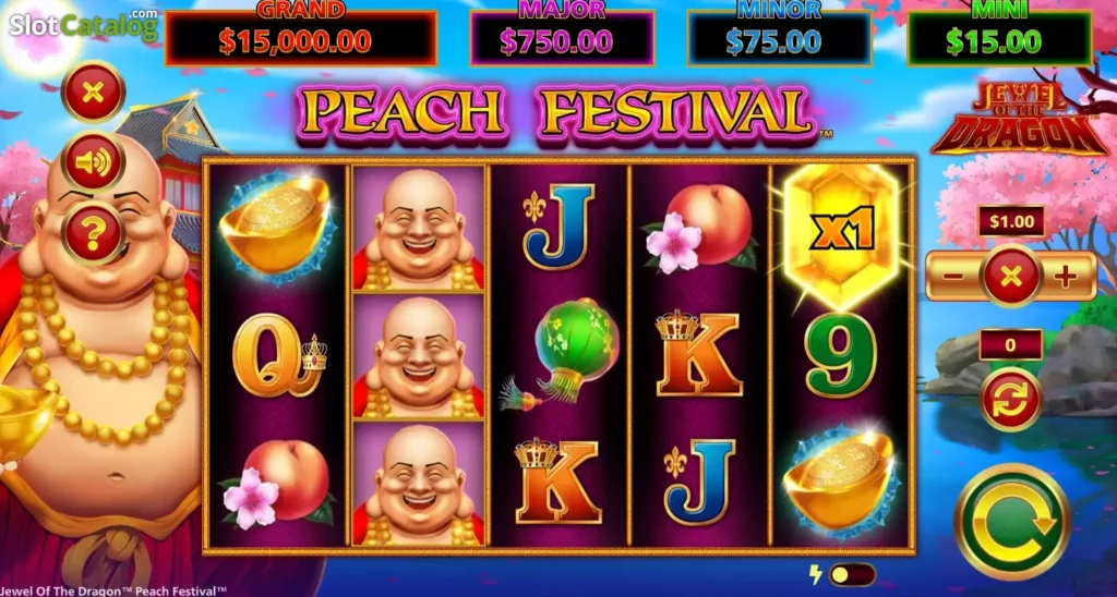 Jewel of the Dragon Peach Festival รีวิวค่าย Light & Wonder สล็อต 888 สล็อตค่าย SLOTXO ฟรีเครดิต